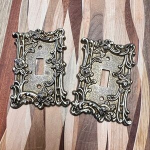 Vintage American Tack & Howe Floral Brass Light Switch Covers